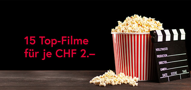 Jeden Freitag 15 neue Filme für je 2 Franken Jeden Freitag 15 neue Filme für je 2 Franken